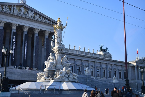 Austrian Parliament Building with Athene Fountain